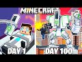 I Survived 100 Days As ROBO TITAN In Minecraft
