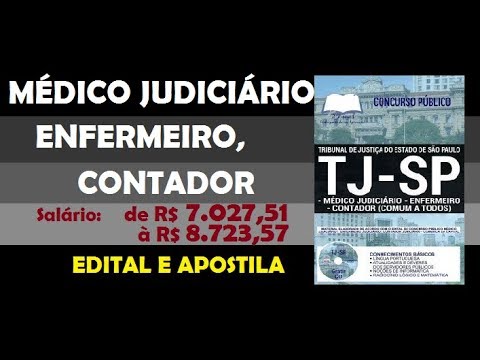 Edital Apostila Concurso TJ SP 2019 Médico Judiciário, Enfermeiro e Contador Conteúdo para Todos os