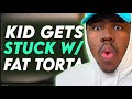 KID GETS STUCK WITH FAT TORTA REACTION
