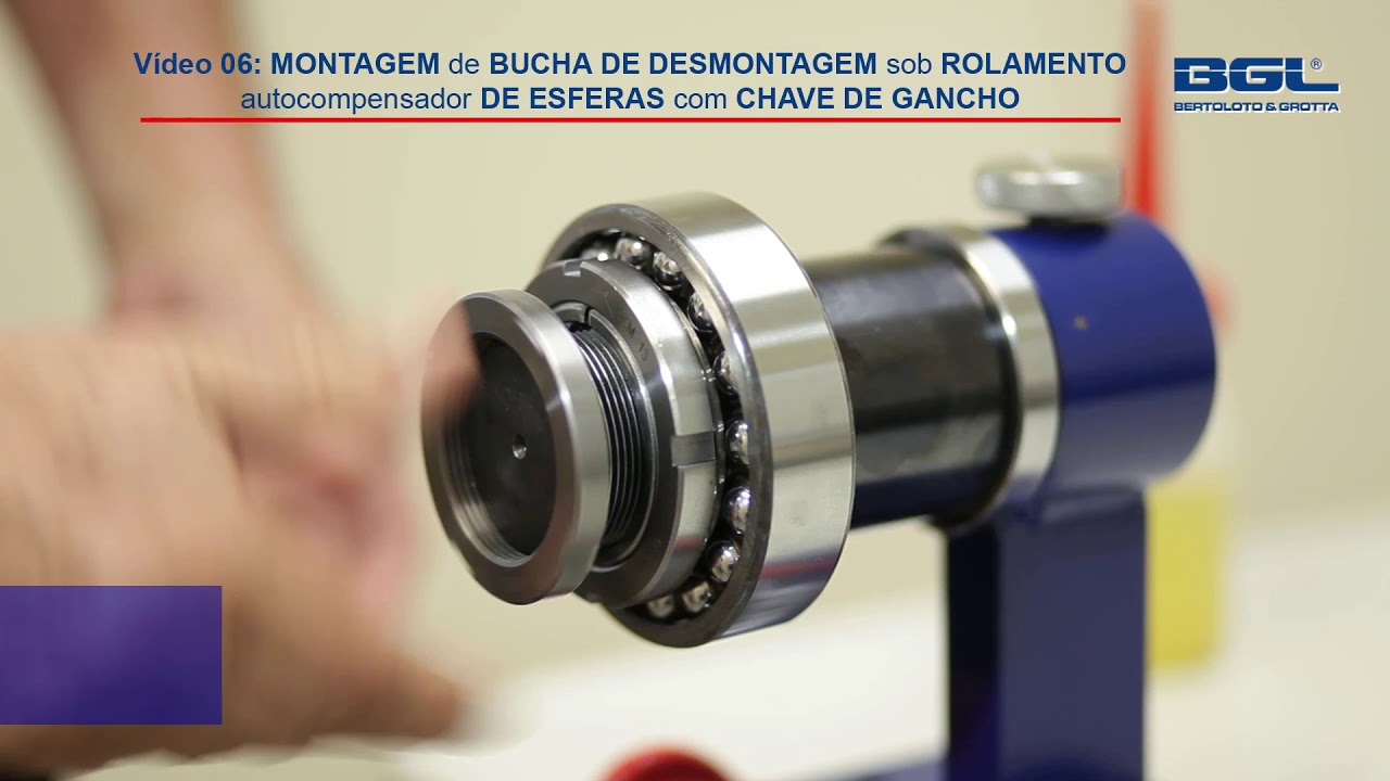 06 Montagem Bucha de Desmontagem sob Rolamento Autocompensador de Esferas com Chave de Gancho
