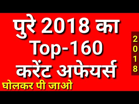 Last 9 Month Top-160 Current Affairs 2018 in Hindi | Current Affairs | Current Gk Video