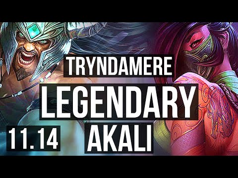 TRYNDAMERE vs AKALI (TOP) | Rank 2 Trynda, Legendary, 300+ games | NA Challenger | v11.14