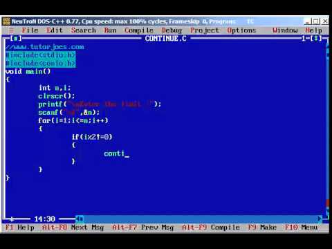 Printing Even Number Using Continue Statement in C Program Tamil