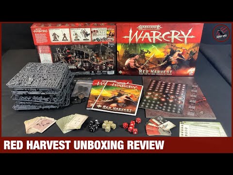 WARCRY RED HARVEST UNBOXING - All The Contents Up Close - Warhammer Terrain, Warbands, Tokens, Dice