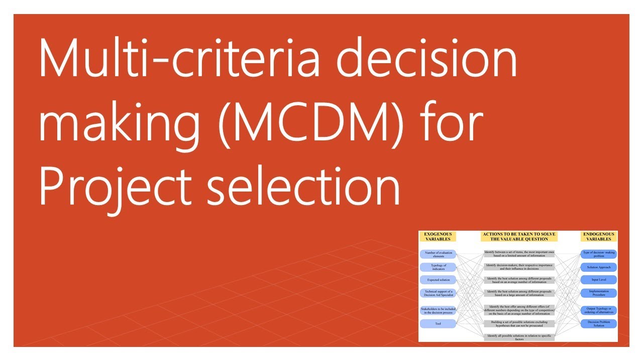 Project Selection - Use of multi-criteria methods to select the projects