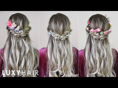 Easy & Quick Hairstyle With Flowers (Perfect For...