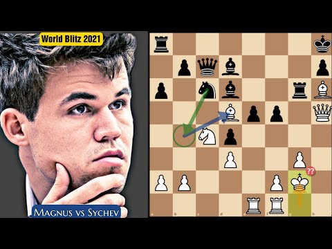 Magnus Blundered to -6.1 but Opponent Missed Nb4 | Magnus vs Sychev | World Blitz Championship 2021