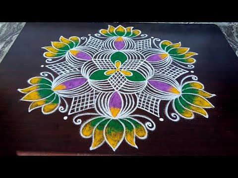 Margazhi 2025 kolam-5🌺Margazhi madham colour kolangal 🌺Festival big rangoli designs/Latha kolam