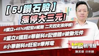 【5J鑽石股】漲停大三元!#盟立+45%#旺宏#威剛 二天四支漲停板!#盟立#國巨#華新科#記憶體#被動元件#小華新科#旺宏#華邦電｜小武哥投資事務所｜陳武傑