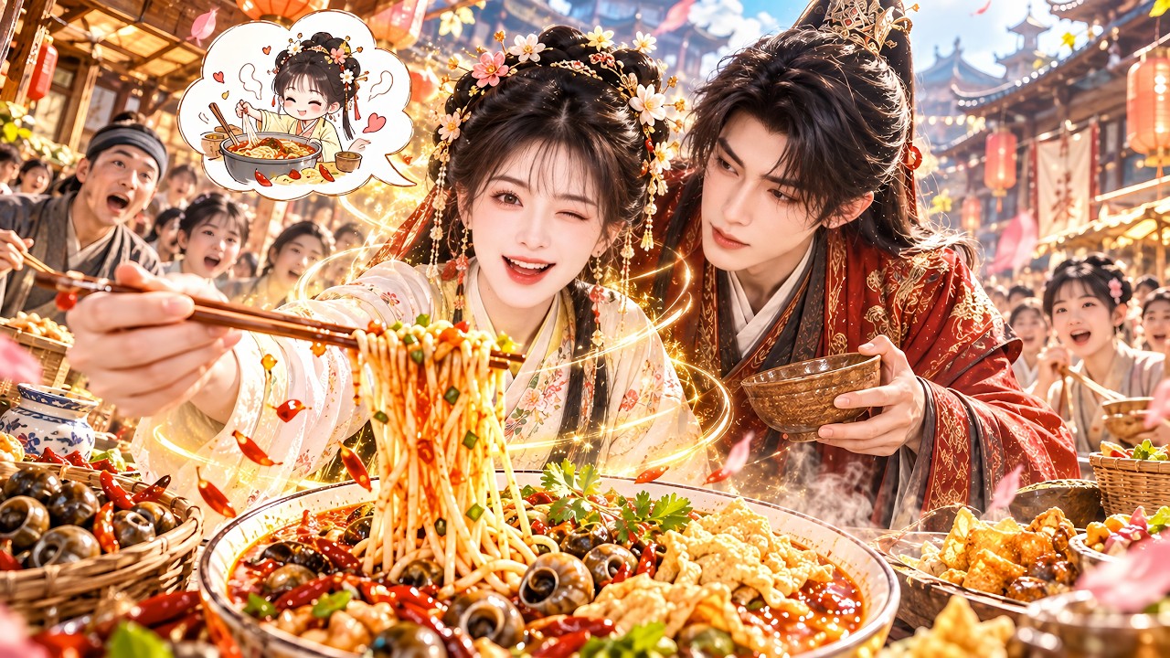 现代厨神穿越古代炸街！沈清欢绑定美食系统，街头摆摊卖螺蛳粉，凭着闻臭吃香的逆天美味，直接馋哭全城古人！#短剧 #女频 #cdrama