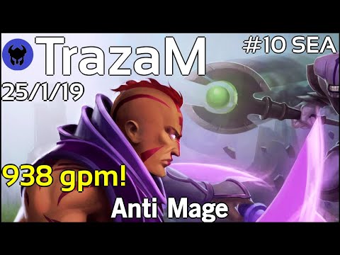 938 gpm! TrazaM [BLACKJACK] plays Anti Mage!!! Dota 2 7.21
