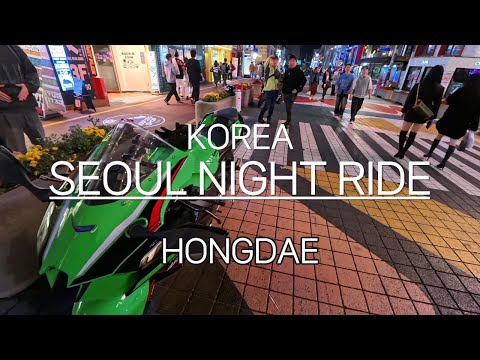 SEOUL NIGHT RIDE KOREA HONGDAE KAWASAKI ZX-10R BEETJAPAN SLIP ON EXHAUST SOUND [4K]