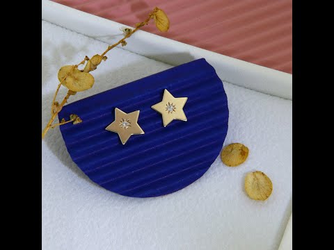 Cercei Stud Aur Galben 14k Stele Diamante Natural - Stralucire Pretioasa