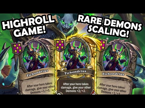 Scaling With 5 TICHONDRIUS, LUCKY Demons BOARD! | Hearthstone Battlegrounds
