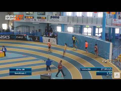 60 Hs Juniores Uomini   Semifinale 1   Campionati Italiani Indoor 2018   MONTINI Mattia Atletica Lec