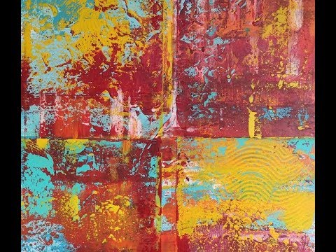 Einfaches modernes Bild in Rakeltechnik - Simple modern painting Squeegee technique - V76