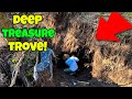 DEEP HOLE FULL OF TREASURE ANTIQUE BOTTLE DIGGING FOR VALUABLE GLASS