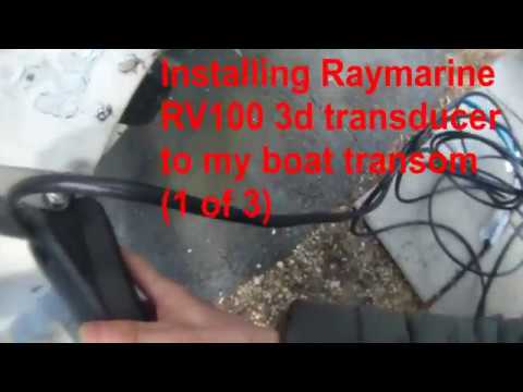 How I mount Raymarine Axiom 9" MFD with RV100 3d transducer to my Wellcraft boat transom? 1 of 3