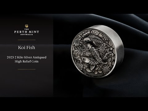 Koi Fish 2023 2 Kilo Silver Antiqued High Relief coins