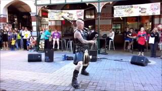 Impressive Scottsman Playing ACDC on flaming bagpipes
