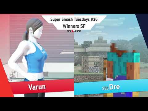 varun (Wii Fit Trainer) vs Dre (Steve, Mario) - Super Smash Tuesdays #26 Winners Semi-Final