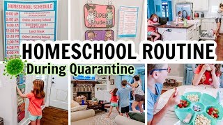 HOMESCHOOL ROUTINE DURING QUARANTINE | STAY AT HOME MOM SCHEDULE | Amy Darley