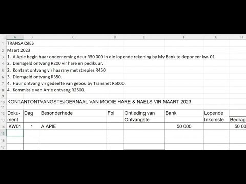 KOJ ONTLEDING VAN ONTVANGSTE KOLOM  - Rekeningkunde Gr 8 & 9
