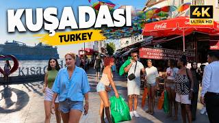 KUŞADASI TURKEY 🇹🇷 | INSIDE THE LİVELY CİTY CENTER, BAZAAR & PUBLİC BEACH| WALKİ