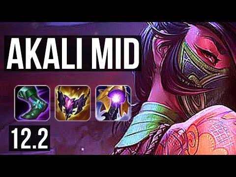AKALI vs KASSADIN (MID) | Rank 2 Akali, Rank 8, 6 solo kills, 12/2/2 | KR Challenger | 12.2
