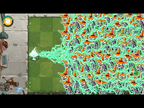 1 Plant Max Level Power Up Vs 100 Halloween Conehead - Plants Vs Zombies 2