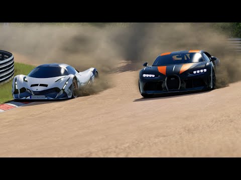 Devel Sixteen vs Bugatti Chiron Super Sport 300+ at Nordschleife Gravel