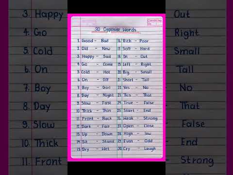 30 Opposite Words in English | Opposite Words | 30 Opposite Words | #shorts #english #grammar #short