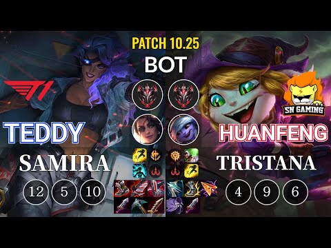 T1 Teddy Samira vs SN huanfeng Tristana Bot - KR Patch 10.25