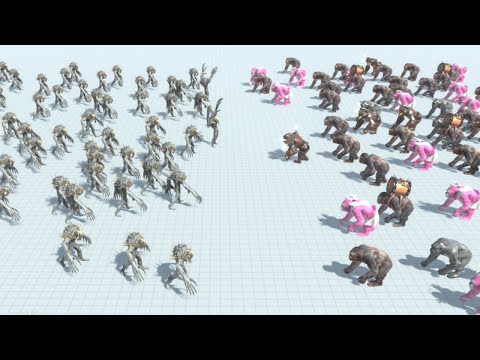 100 Scourge Army vs 100 Ape Mutant Primates Army ARBS Animal Revolt Battle Simulator