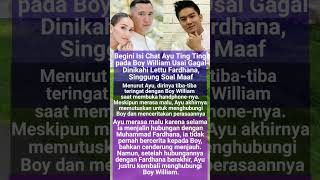 Download lagu Begini Isi Chat Ayu Ting Ting Pada Boy William, Usai Gagal Dinikahi Lettu Fardhana mp3