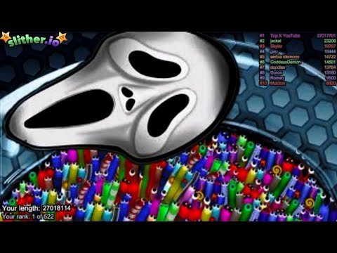 Slither.io A.I. GHOSTFACE SKIN Vs Tiny Pro Snakes - Epic Skin Slitherio Vip Gameplay - World Record