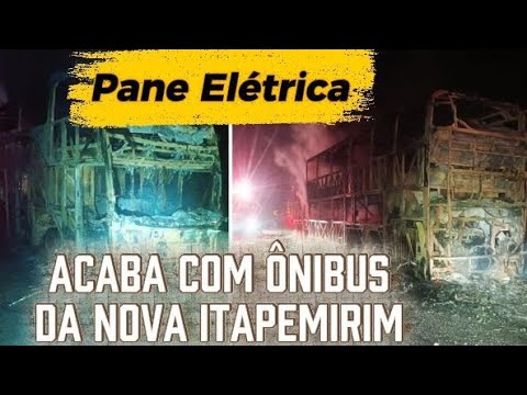 Ônibus da Nova Itapemirim fica destruído após incêndio na BR 101 em Mimoso do Sul - ES