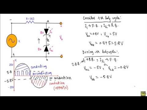 Zener Diode Clipper Circuit : Example 5 (with simulation)