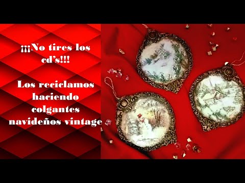 CD'S Reciclados Navideños CON Decoupage
