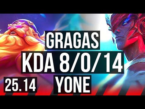 GRAGAS vs YONE (TOP) | 8/0/14, Legendary | EUNE Master | 25.14