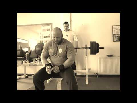 Benchpress /Bankdrücken  220kg / 485 lbs Raw Peter Hulin @ Training after injury @ 118kg bodyweight