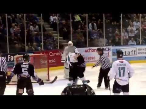 Braehead Clan vs Belfast Giants fight Harper 26 vs D.Phillips 13