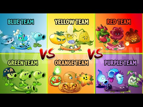 PVZ 2 Battle 6 Team - Team Blue - Team Yellow - Team Red - Team Green - Team Orange - Team Purple