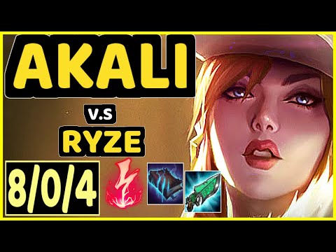 BIOPANTHER (AKALI) vs RYZE - 8/0/4 KDA TOP CHALLENGER GAMEPLAY - OC