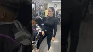 cutting black cock hair in salon
