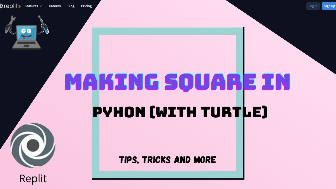 Making square in python (with turtle) using Replit | Coding | Replit | Tips, tricks and more