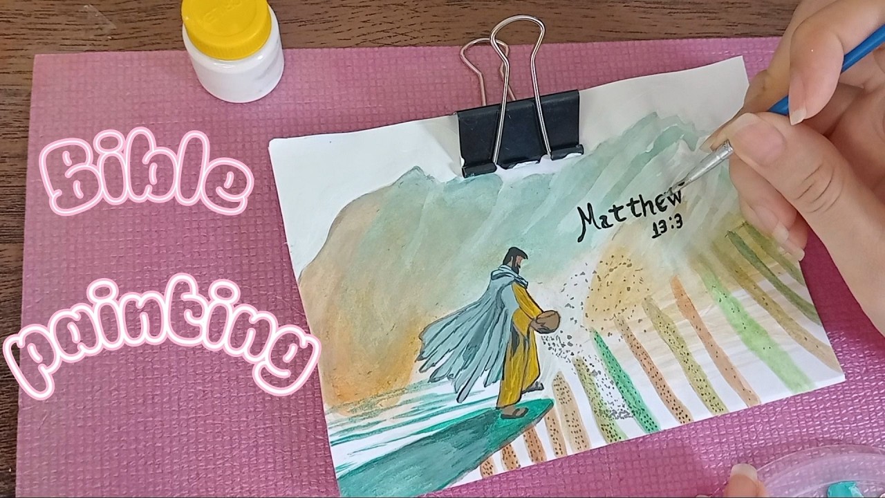 Parable of the Sower Painting | Matthew 13:3 | Easy Gouache Bible Art