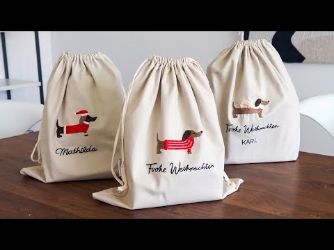Dackelbeutel - Weihnachtsbeutel zum Besticken