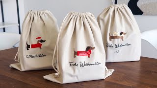 Dackelbeutel - Weihnachtsbeutel zum Besticken