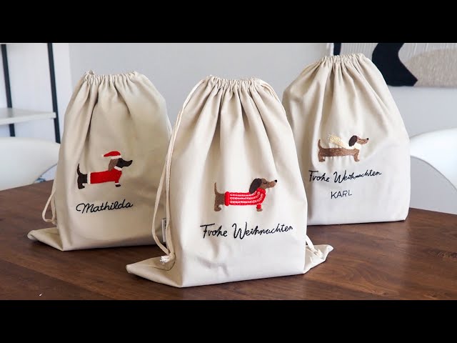 Dackelbeutel - Weihnachtsbeutel zum Besticken